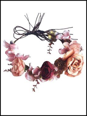 Handmade Fabric Flower Crown Woodland Elf Headband for Women Wedding Halloween
